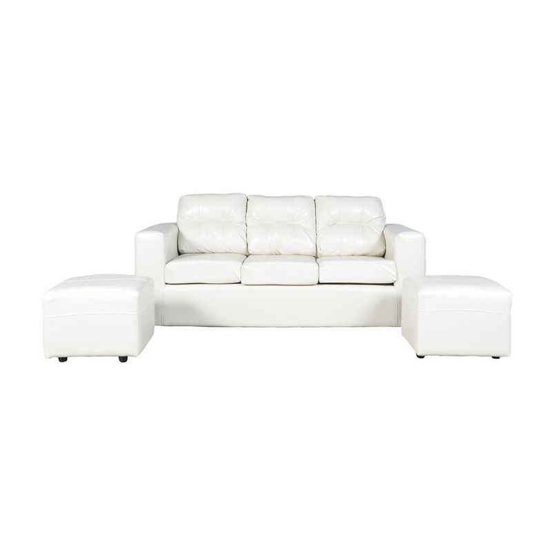 JDO & DESIGN - Sofá Nize 3 Cuerpos + 2 Pouf PU Beige