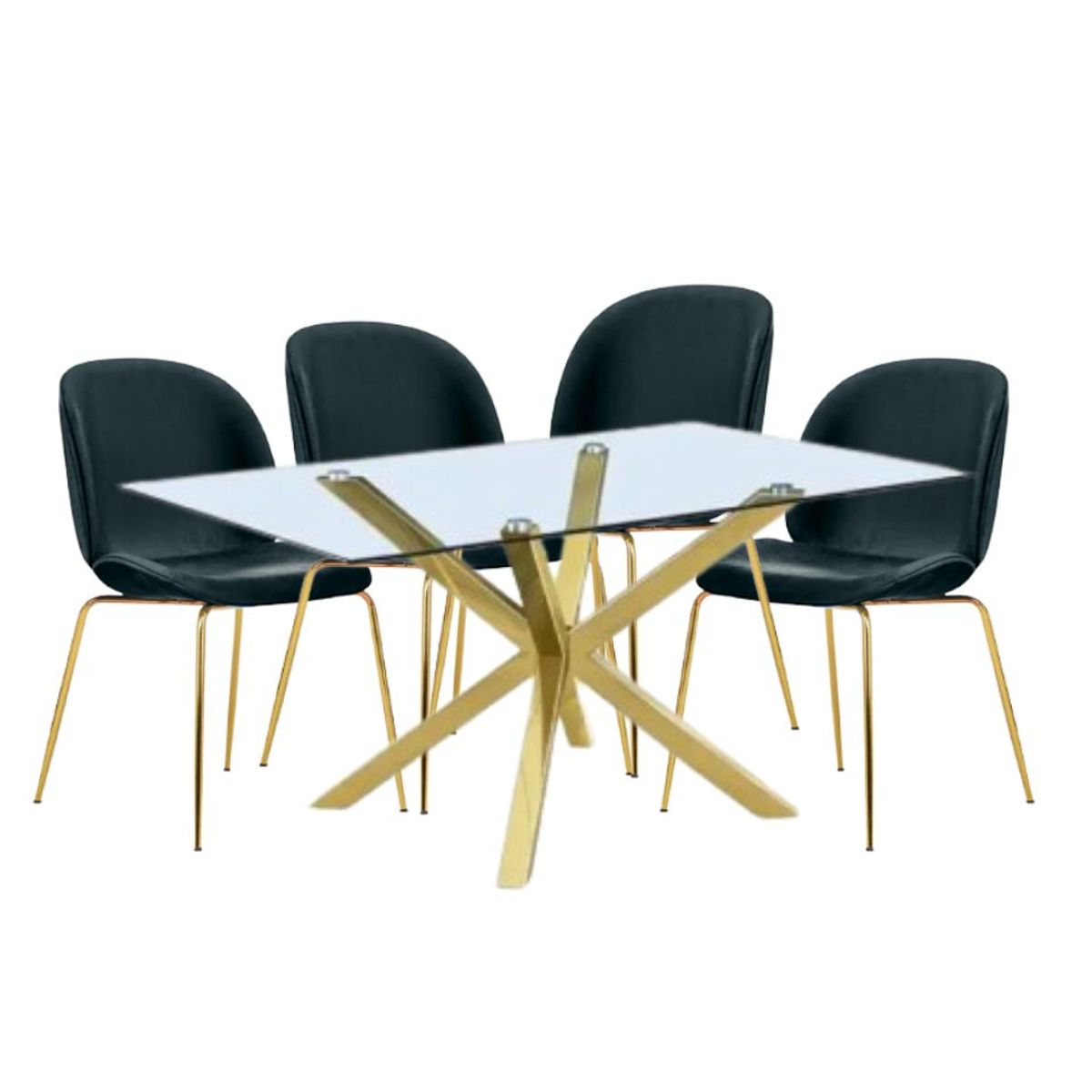 GENERICO - Comedor Bettle Beverly Hills Rectangular 4P - Negro