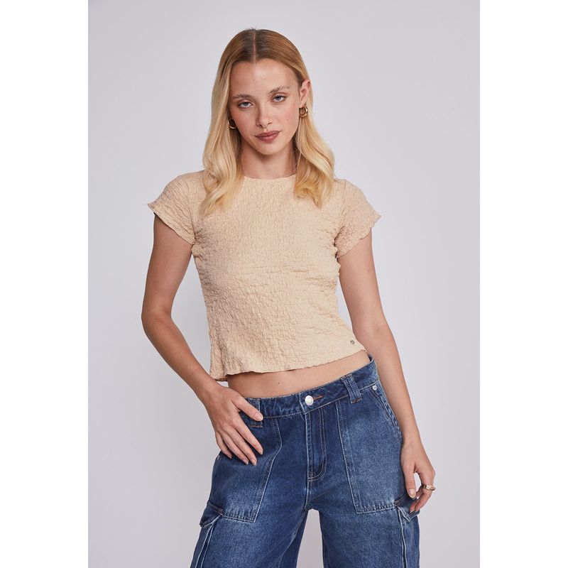 SIOUX - Polera Mujer Texturada Beige Sioux
