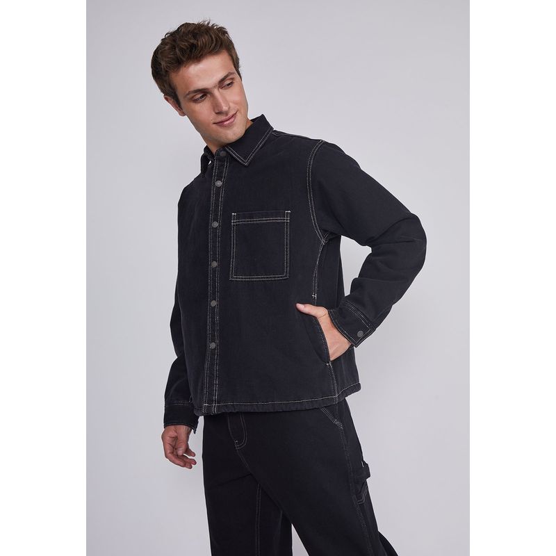 SIOUX - Chaqueta Hombre Denim Peluda Negro Sioux