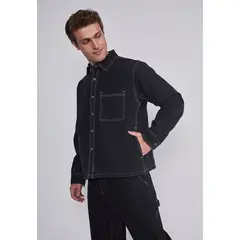 SIOUX - Chaqueta Hombre Denim Peluda Negro