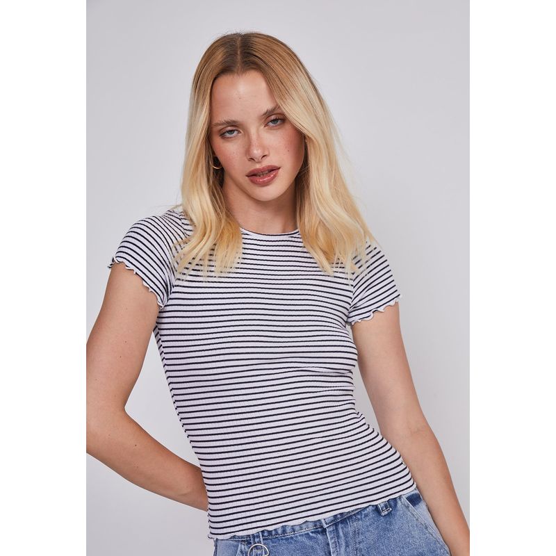 SIOUX - Polera Mujer Listada Rulet Negro Sioux