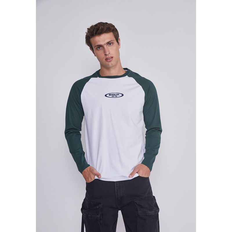 SIOUX - Polera Hombre Bicolor Verde Sioux