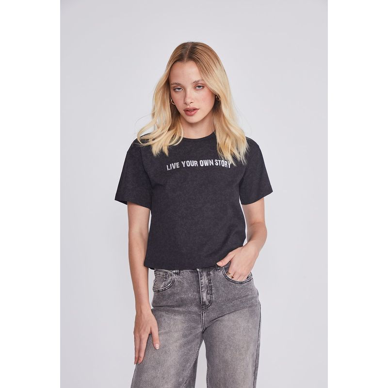 SIOUX - Polera Mujer Lavada Gris Sioux