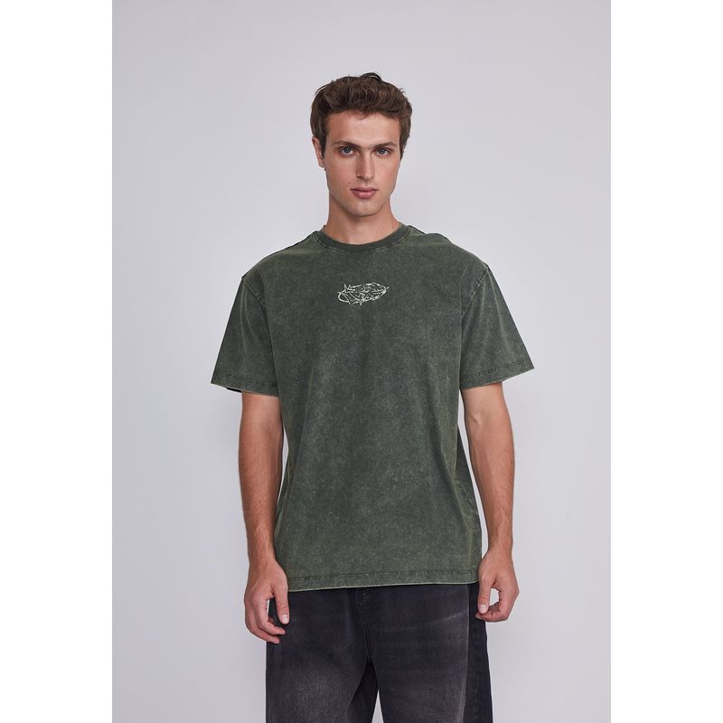 SIOUX - Polera Hombre Lavada Verde Sioux