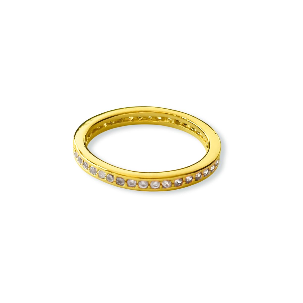 COGGIOLA - Anillo Cintillo Completo Circón Enchapado Oro 18K