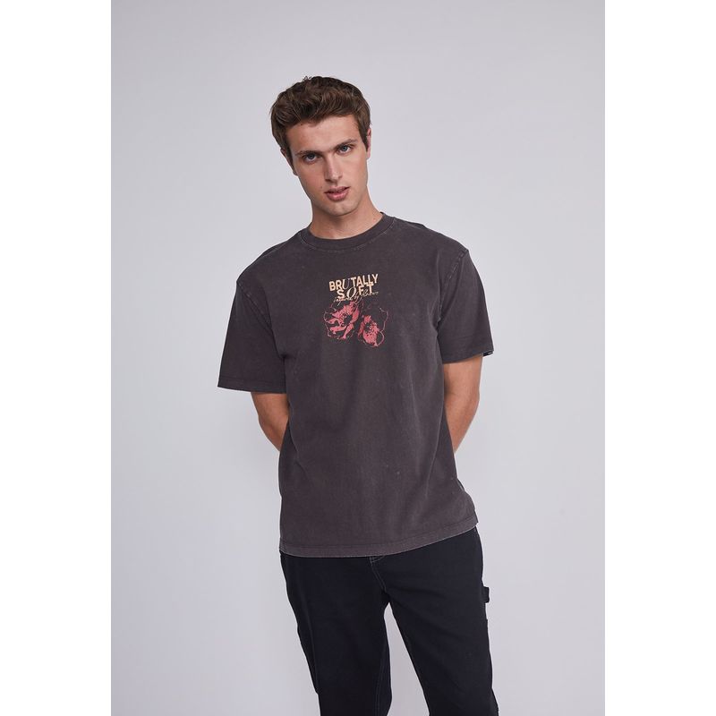 SIOUX - Polera Hombre Flor Gris Sioux