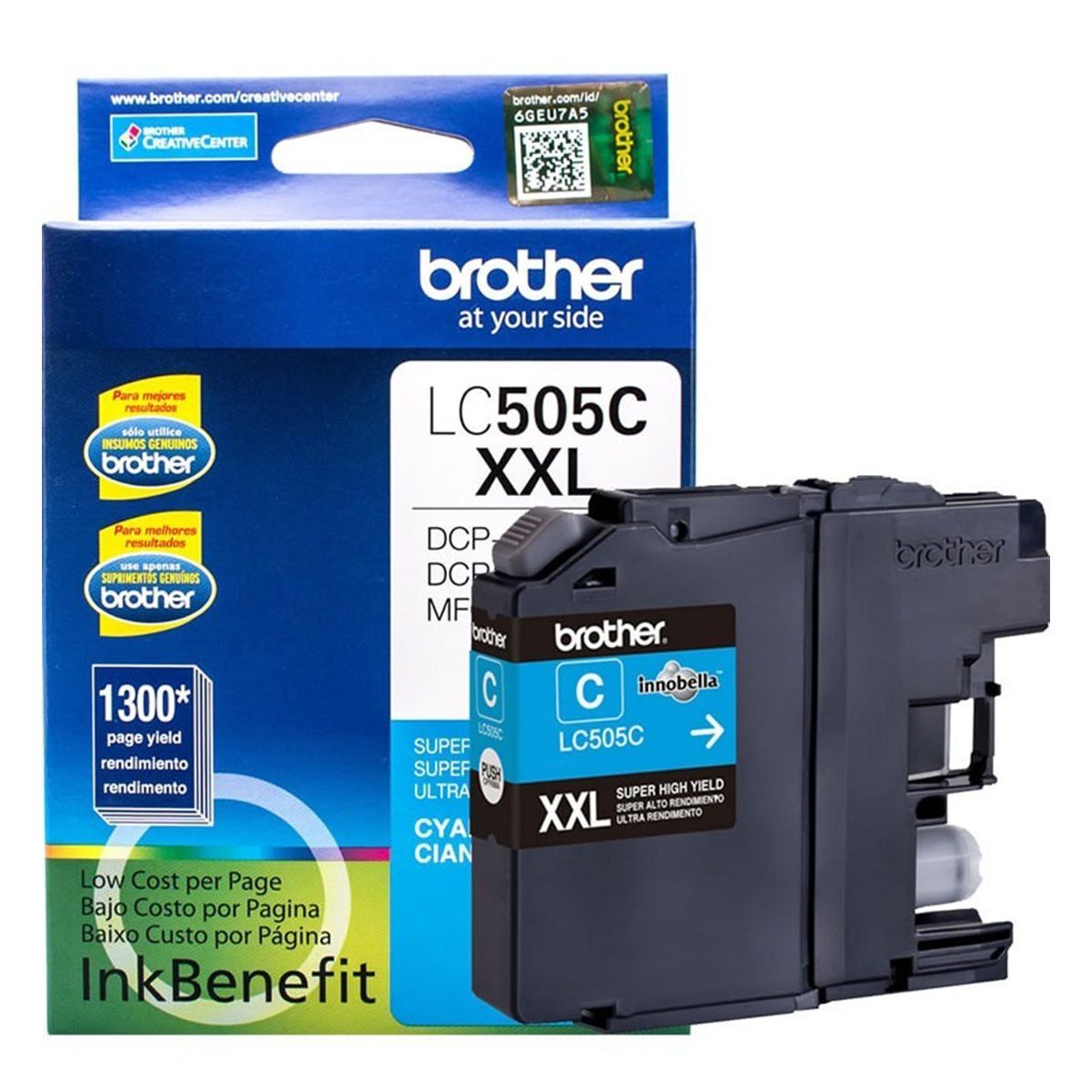 BROTHER - Cartucho de tinta LC505C Cian rendimiento 1300 páginas