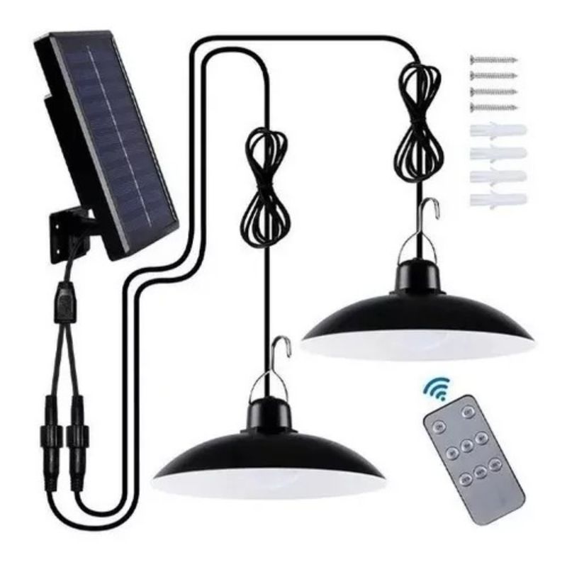 IRM - Lampara Solar Doble Colgante 240w + Panel Solar + Control