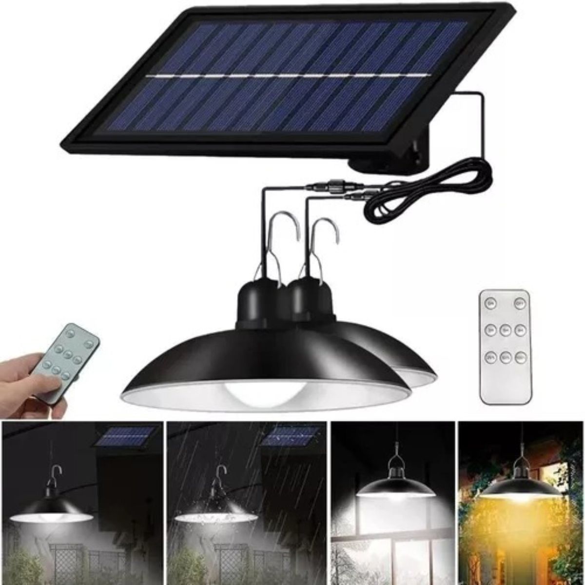 IRM - Lampara Solar Doble Colgante 240w + Panel Solar + Control