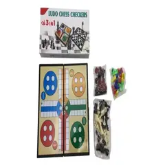 GENERICO - Juego De Mesa Magnetico 3 En 1 Ludo Damas Ajedrez 24cms