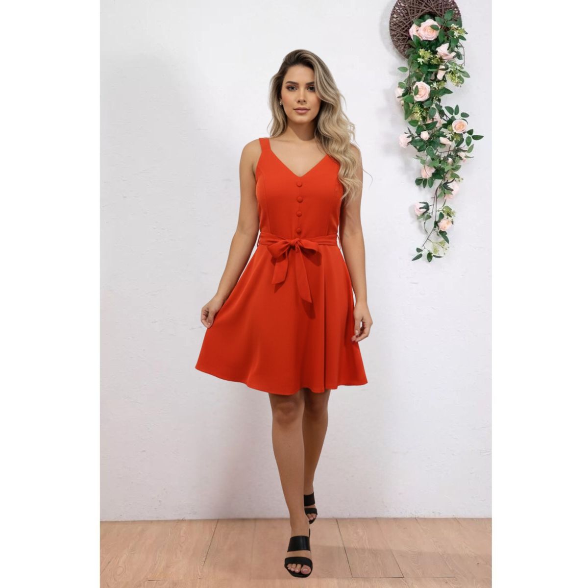 LIKE SHOP - Vestido Corto Mujer Verano Pabilos Con Cinturon 868