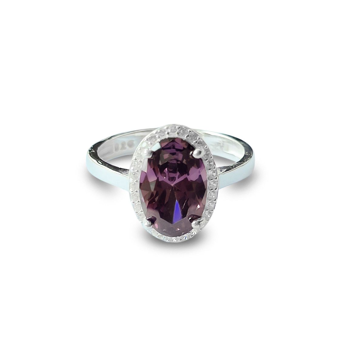 COGGIOLA - Anillo Lady Circón Morado Facetado Ovalado Plata Fina 925