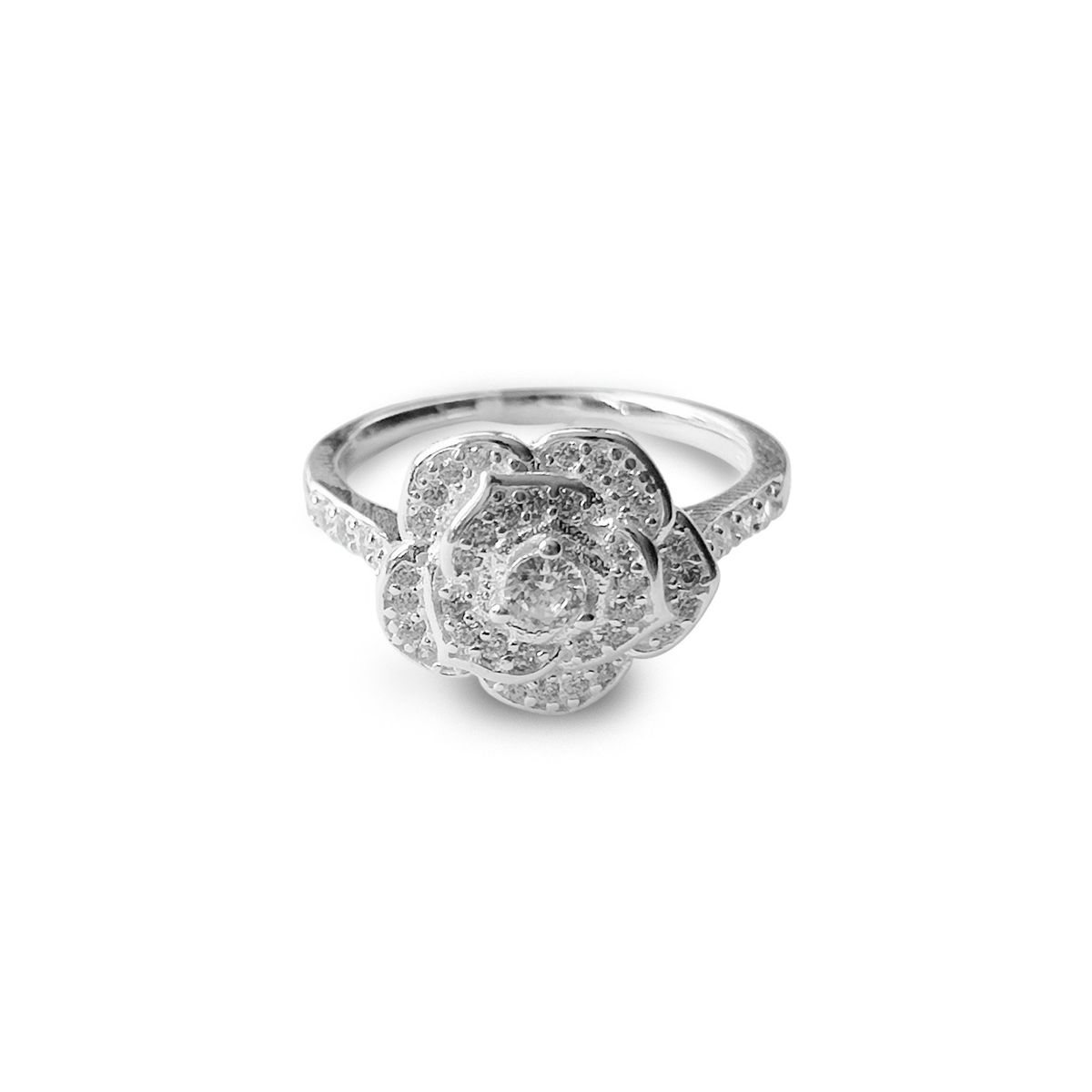 COGGIOLA - Anillo Rosa Circón Blanco Plata Fina 925