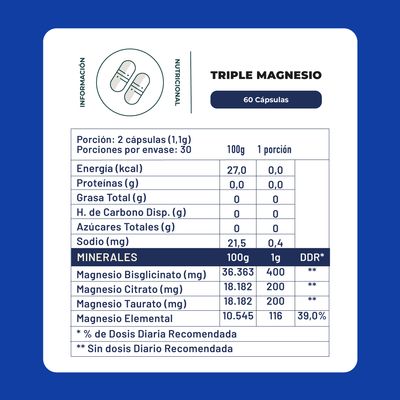 Imagen 2 del producto Pack x3 Triple Magnesio (Bisglicinato Citrato y Taurato) 400mg 180 cap Karun Life