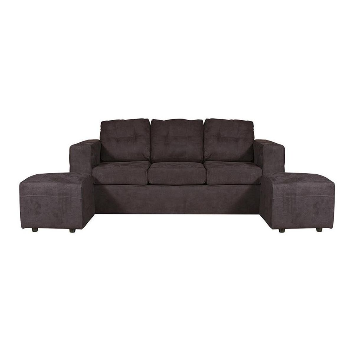 JDO & DESIGN - Sofá Nize 3 Cuerpos + 2 Pouf Felpa Negro