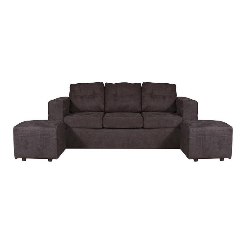 JDO & DESIGN - Sofá Nize 3 Cuerpos + 2 Pouf Felpa Negro