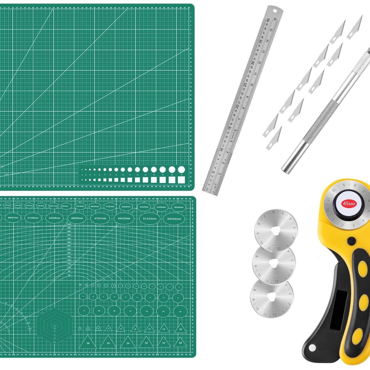 RD - Tapete Salvacorte Rd A2 Verde+ rotativo+ Bisturi+ Regla 40cm