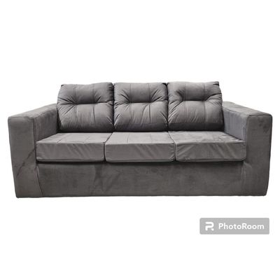 Imagen 2 del producto Sofá Nize 3 Cuerpos + 2 Pouf Felpa Gris