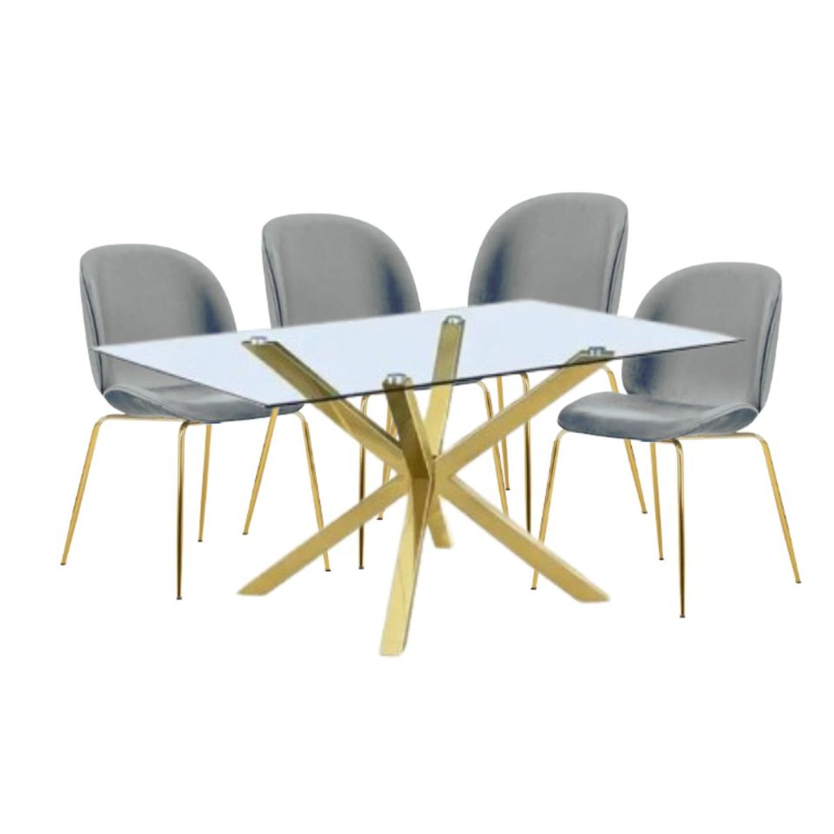 GENERICO - Comedor Bettle Beverly Hills Rectangular 4P - Gris