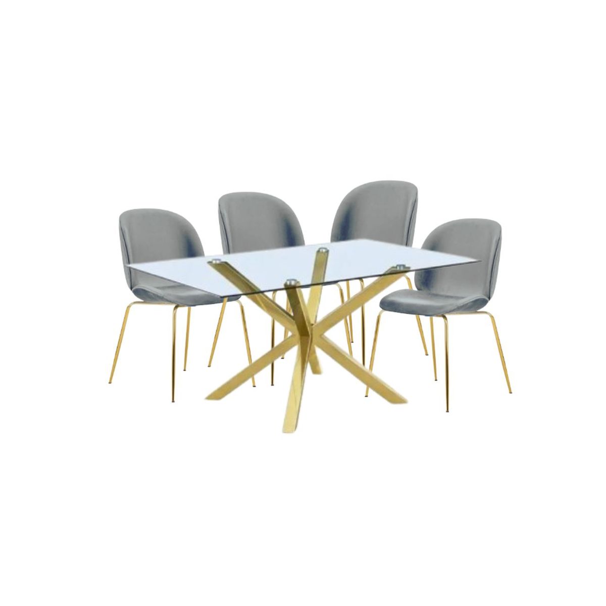 GENERICO - Comedor Bettle Beverly Hills Rectangular 4P - Gris