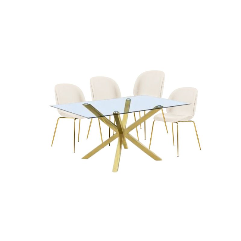 GENERICO - Comedor Bettle Beverly Hills Rectangular 4P - Crema