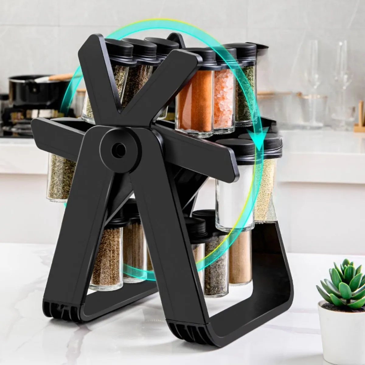 CRUSEC - Especiero Giratorio 18 Frascos Ruleta Dispensa Condimentos