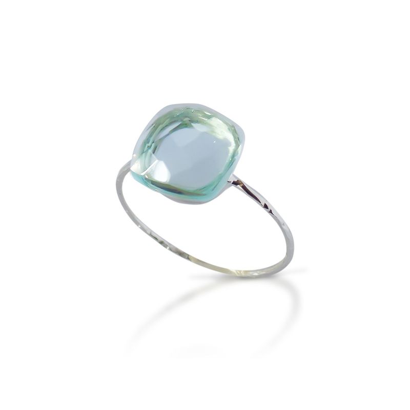 ANDREA COGGIOLA JOYAS - Anillo Topacio Celeste Facetado Plata Fina 925