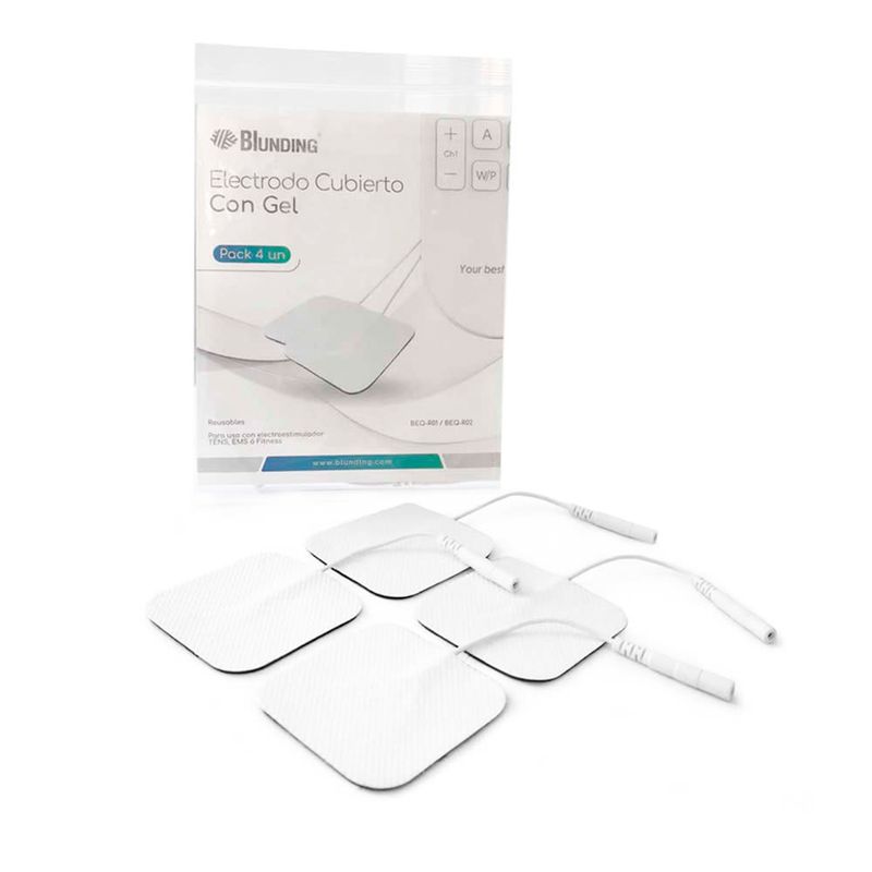 BLUNDING - Electrodo Electroestimulador Tens Cubierto Con Gel 40x40 4 Unds
