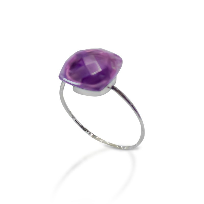 ANDREA COGGIOLA JOYAS - Anillo Amatista Facetada Plata Fina 925
