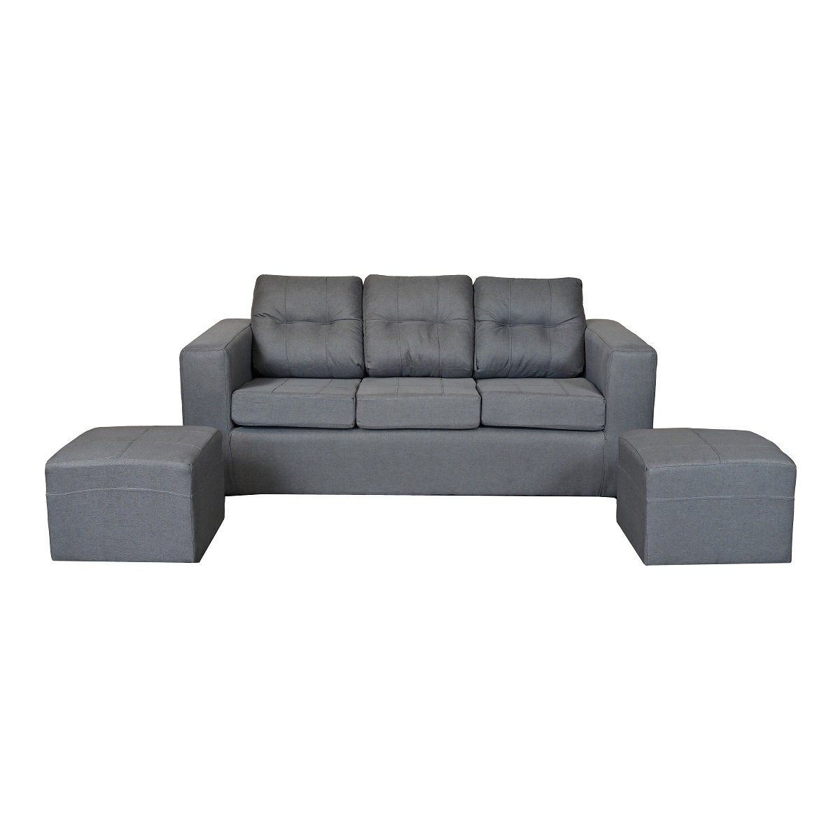 JDO & DESIGN - Sofá Nize 3 Cuerpos + 2 Pouf Tela Gris