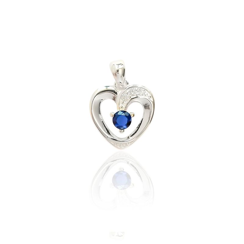 ANDREA COGGIOLA JOYAS - Colgante Corazón Circón Azul Plata Fina 925