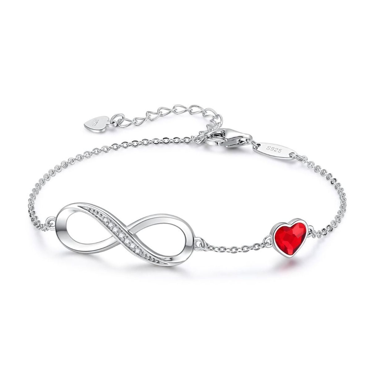 VANITE - Pulsera Mujer Plata Italiana Infinity Nice Red
