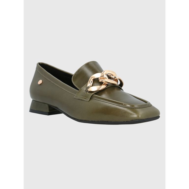 Mocasín Cuero Mujer Gween Verde