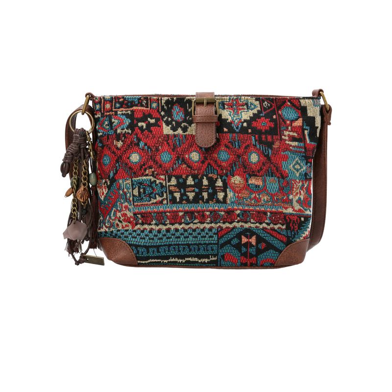 ROCKFORD - Cartera Textil Mujer Ethnic Cross Turquesa ROCKFORD
