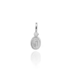 ANDREA COGGIOLA JOYAS - Colgante Medalla Virgen De Guadalupe Mini Borde 8X6mm Plata Fina 925