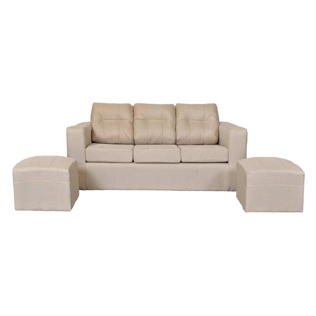 JDO & DESIGN - Sofá Nize 3 Cuerpos + 2 Pouf Tela Beige