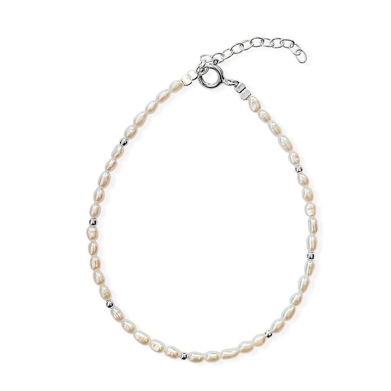 ANDREA COGGIOLA JOYAS - Pulsera Perla De Río Mini 4x3mm Plata Fina 925