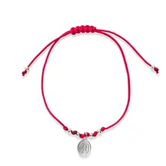 ANDREA COGGIOLA JOYAS - Pulsera Medalla Virgen De Guadalupe Plata Fina 925 Cordón Rojo