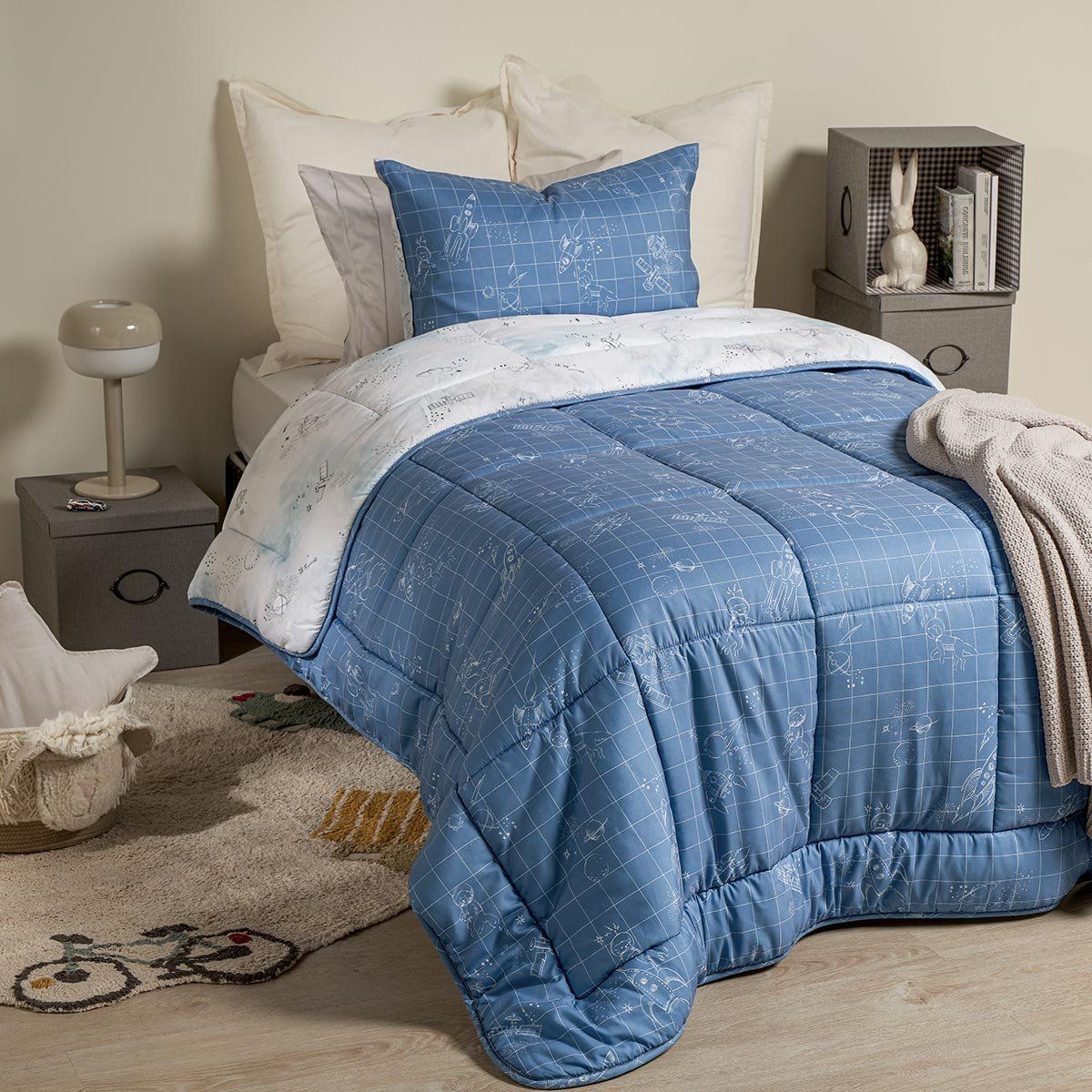 ROSEN - Plumón Microfibra Reversible Kids Space Tech 1,5 Plazas