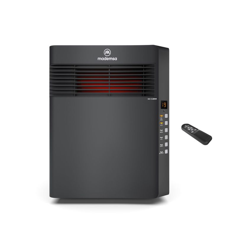 Estufa Eléctrica Infrarroja 1500W Digital, Modo Eco y Control Remoto INF10 Negra