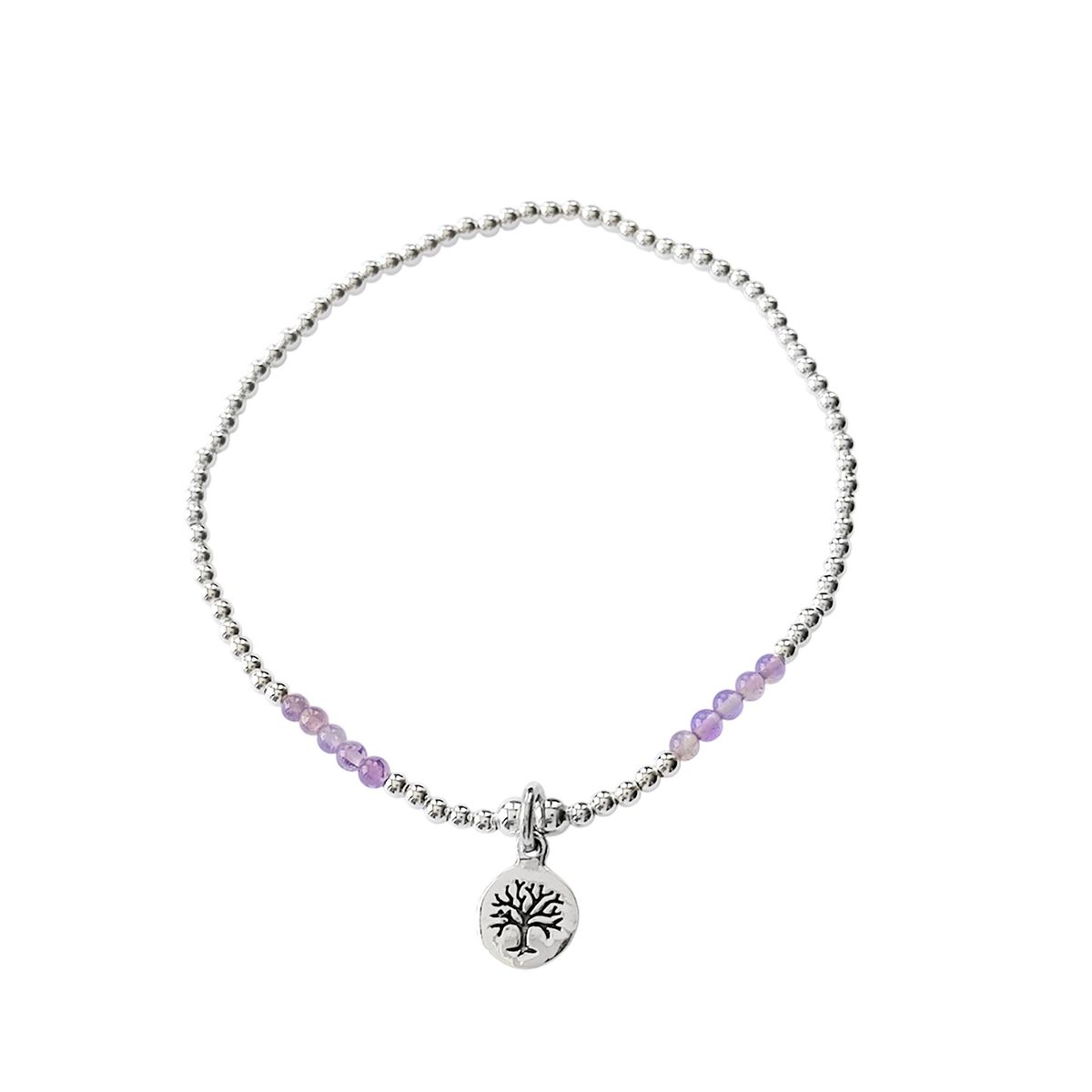 COGGIOLA - Pulsera Amatista Árbol De La Vida Plata Fina 925