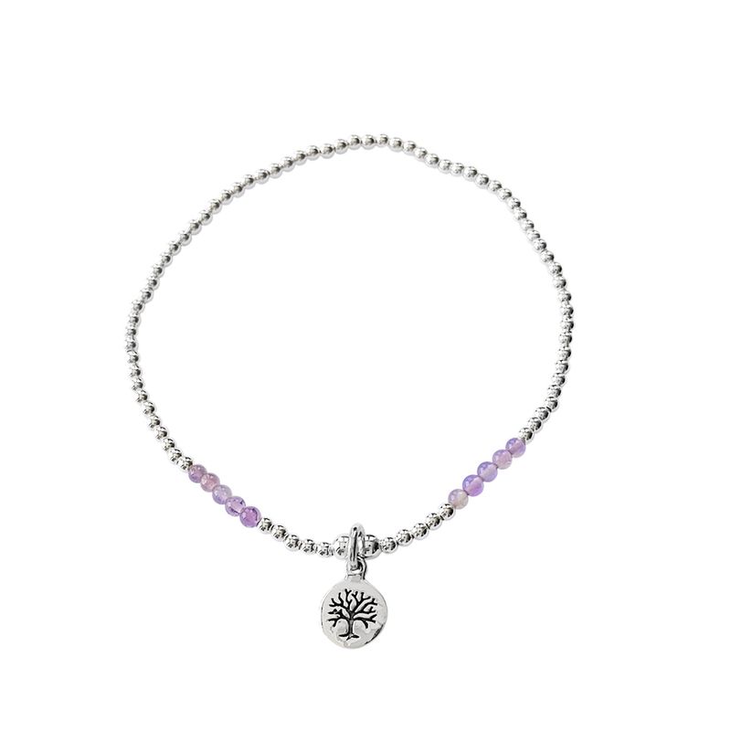 ANDREA COGGIOLA JOYAS - Pulsera Amatista Árbol De La Vida Plata Fina 925