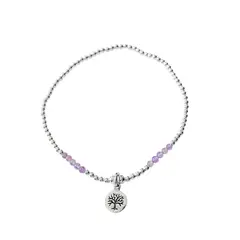 ANDREA COGGIOLA JOYAS - Pulsera Amatista Árbol De La Vida Plata Fina 925