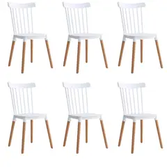 JAVIMATE - Pack 6 Sillas De Comedor Windsor Blanco