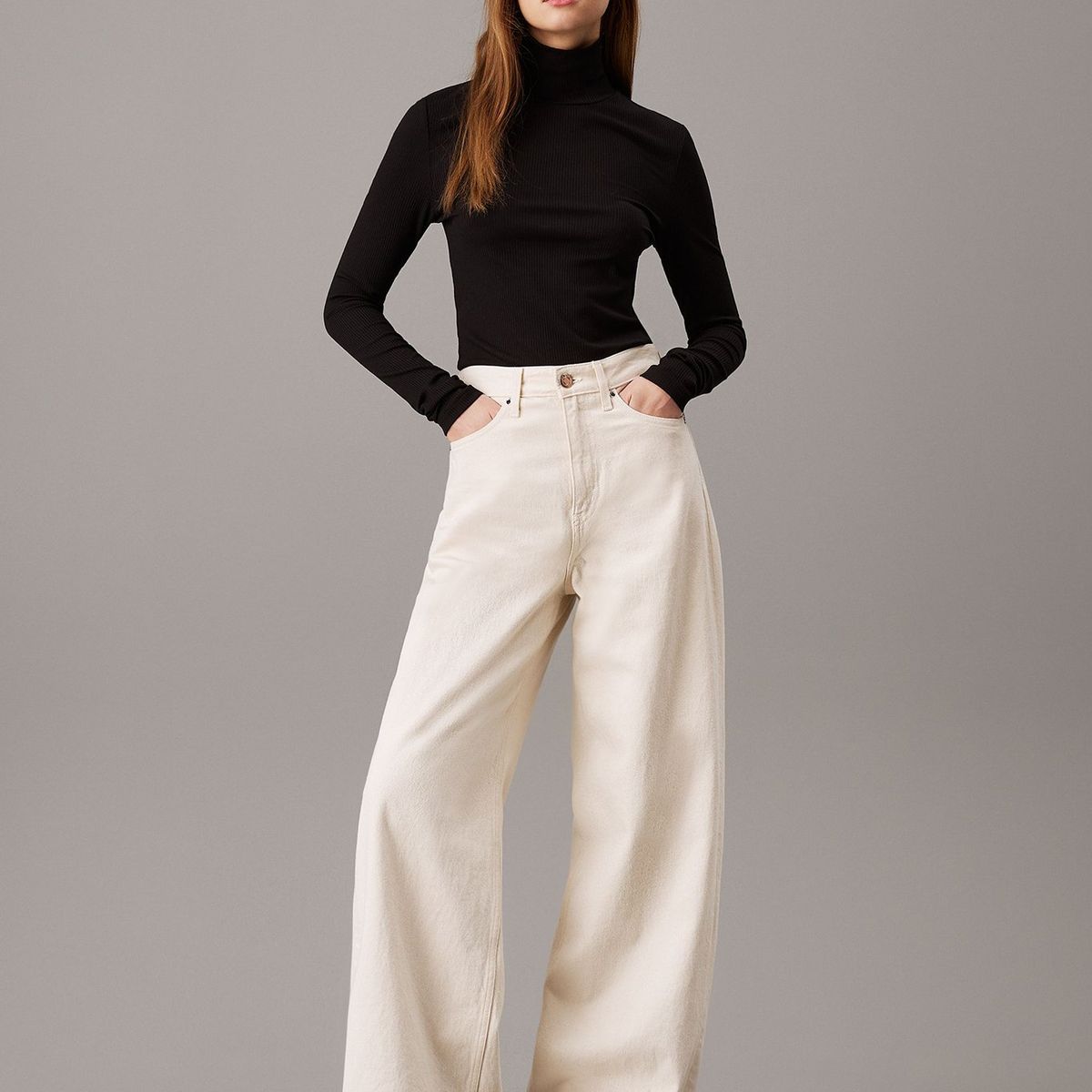 CALVIN KLEIN - Sweater Modal Rib Mock Neck Negro Calvin Klein