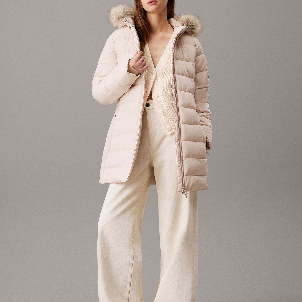 CALVIN KLEIN - Parka Padded Scuba Beige Calvin Klein