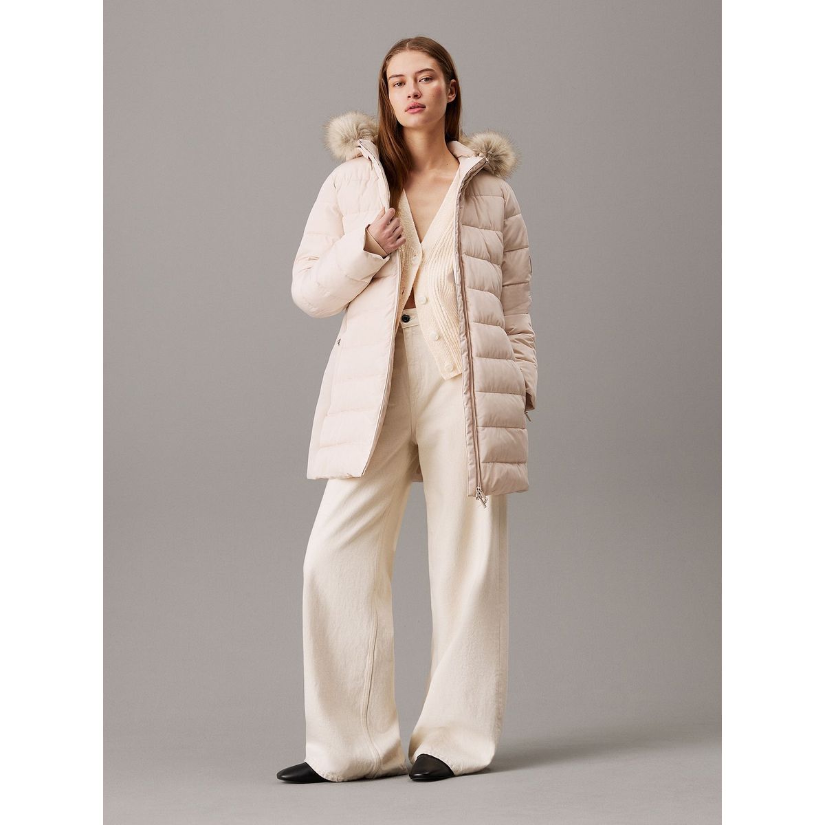 CALVIN KLEIN - Parka Padded Scuba Beige Calvin Klein