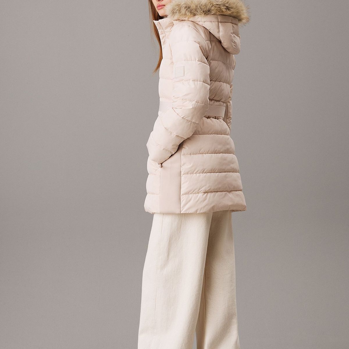 CALVIN KLEIN - Parka Padded Scuba Beige Calvin Klein