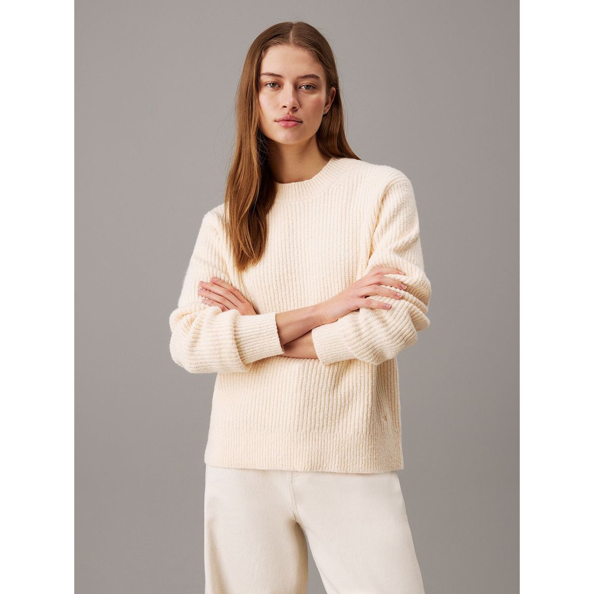 CALVIN KLEIN - Sweater Boucle Rib Beige Calvin Klein